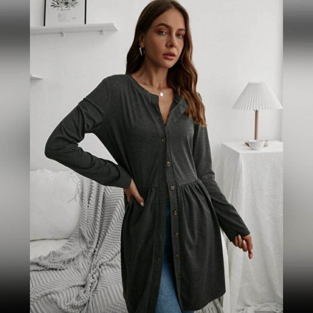5/$25.....Charcoal button up sleep robe